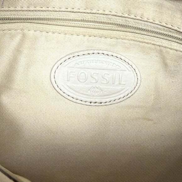 Fossil Cream & Gold Striped Leather Shoulder Bag – Large – Good Condition - Picture 5 of 9